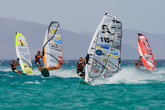 Josh in leading position on Fuerteventura - Pic: PWA/John Carter