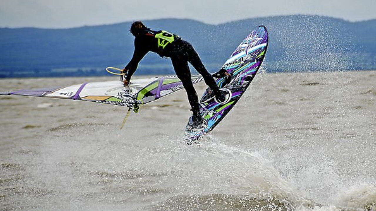 Max Brinnich windsurfing at Lake Neusiedl
