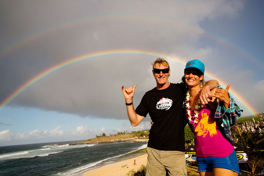Sam and Duncan under the rainbow (Pic: Carter/PWA 2013)