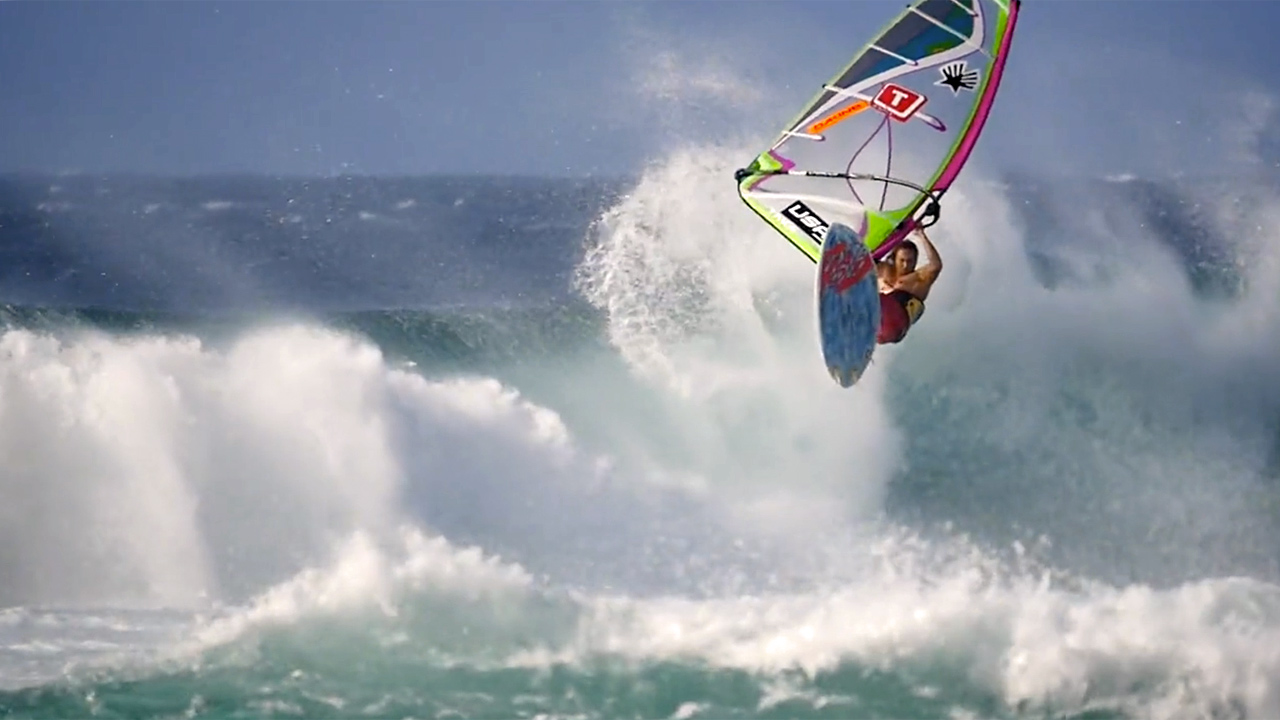 Graham Ezzy with an Aerial off the lip at Ho'okipa