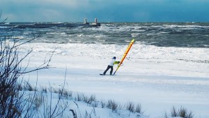 Krisjanis Tutans with snow-windsurfing action from Latvia