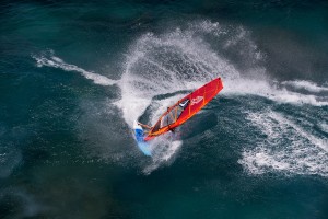 Scott McKercher with a huge spray at Ho'okipa, Maui (Pic: Starboard)