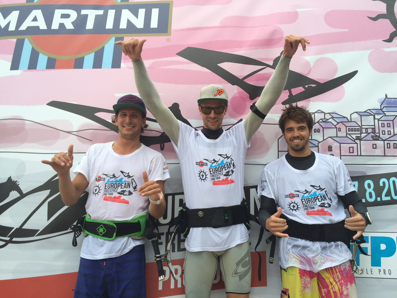 The top three riders at the EFPT event in Perna, Croatia