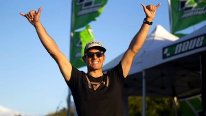 Victor Fernandez celebrates the 2016 Wave World Champion (Pic: Carter/PWA)