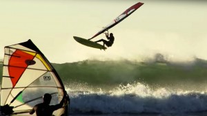 Wave windsurfing action from Galicia, La Lanzada