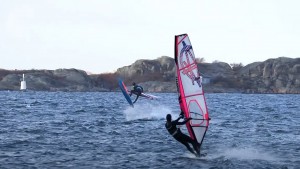 Erik shows Anton how to land an inverted Shaka on port tack