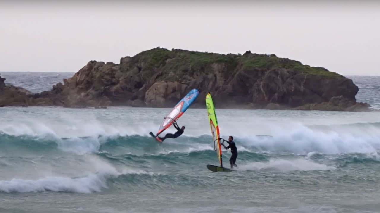 Wave action in Chia, together with Paolo Biondani.