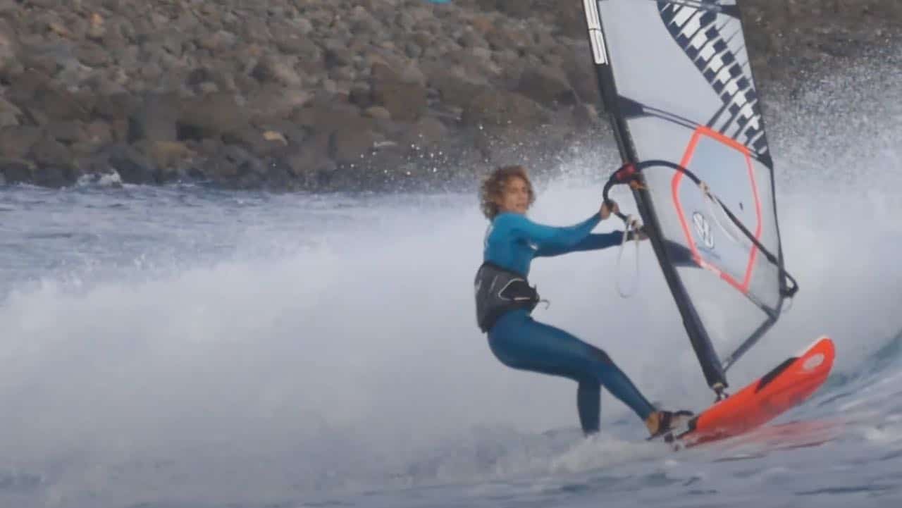 Iballa Moreno in waves in Fuerteventura